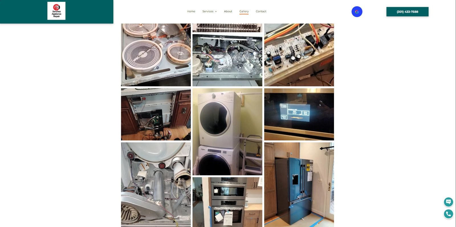 Appliance repair business website